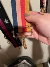 Load image into Gallery viewer, SALE BAG STRAP: STRIPE RED PINK NAVY TAN (GOLD HARDWARE)
