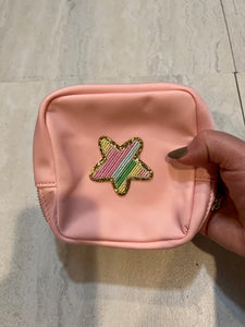 SALE COMSETIC PATCH CASE SMALL; PINK STAR