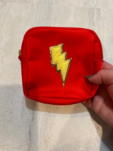 COMSETIC PATCH CASE SMALL: RED YELLOW BOLT