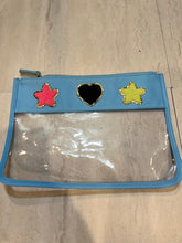 Load image into Gallery viewer, COMSETIC PATCH CASE: BLUE PVC CLEAR W PATCHES
