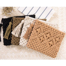 Load image into Gallery viewer, CLUTHC: WOVEN CROCHET W TASSELL NATURAL
