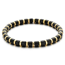 Load image into Gallery viewer, SALE BRACELET: ENAMLE W GOLD BEAD (BLACK/BLUE/PINK/WHITE)
