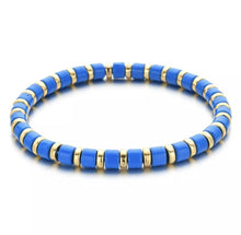 Load image into Gallery viewer, BRACELET: GOLD BEAD W BLUE

