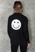 Load image into Gallery viewer, SALE SHACKET: FUZZY SMILE &amp; HEART BLACK AND WHITE TWILL
